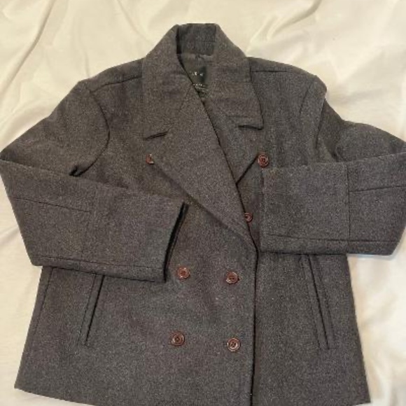 J.Crew Brand New (NWT) Women's Style Pea Coat: Gry & Blu sz8 Gray & 12 blue - Picture 2 of 5
